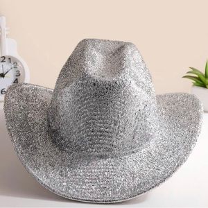 Silver metallic western hat